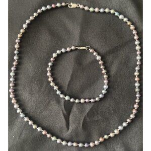 Freshwater Pearl Sterling Necklace Bracelet Set 925 JCM Jacmel Mauritius VTG